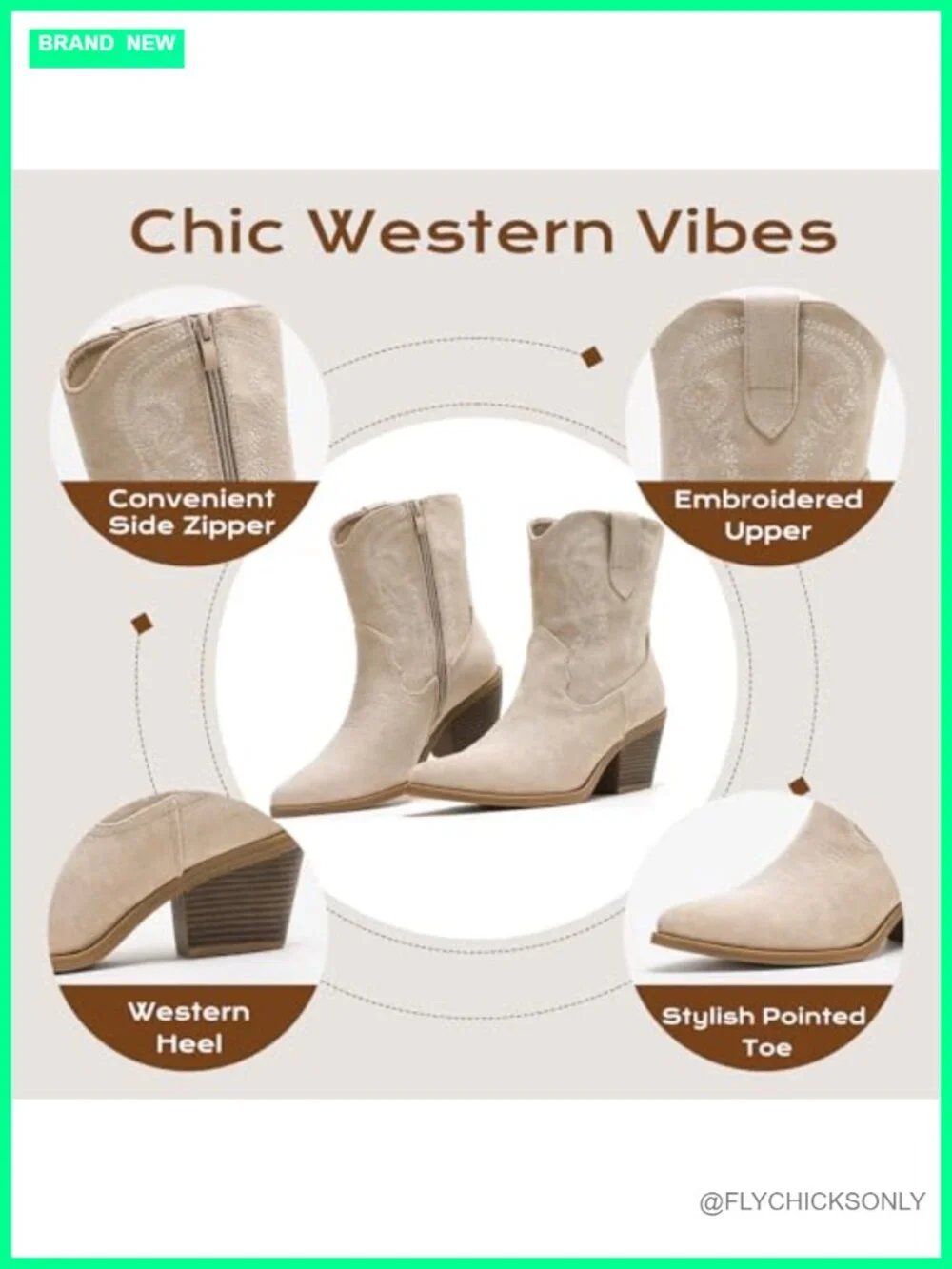 Western Ankle Boots with Embroidery Pointed Toe Faux Suede